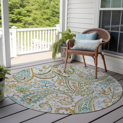 Addison Rugs Paisley Ivory Washable Indoor-Outdoor Rug