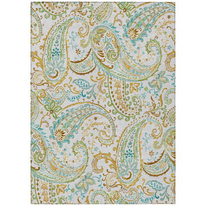 Addison Rugs Paisley Ivory Washable Indoor-Outdoor Rug