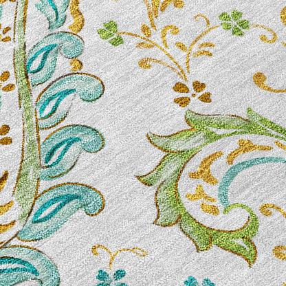 Addison Rugs Paisley Ivory Washable Indoor-Outdoor Rug