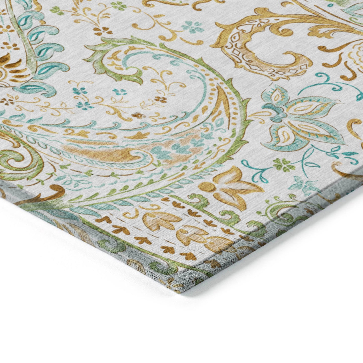 Addison Rugs Paisley Ivory Washable Indoor-Outdoor Rug