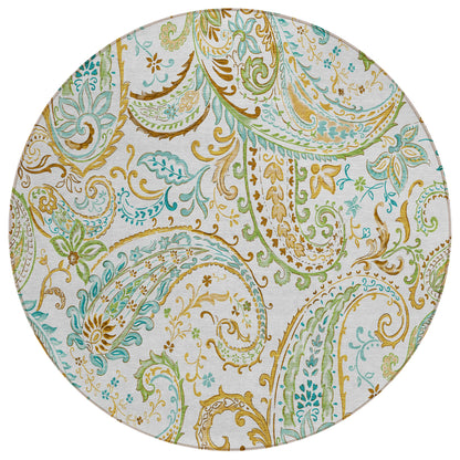 Addison Rugs Paisley Ivory Washable Indoor-Outdoor Rug