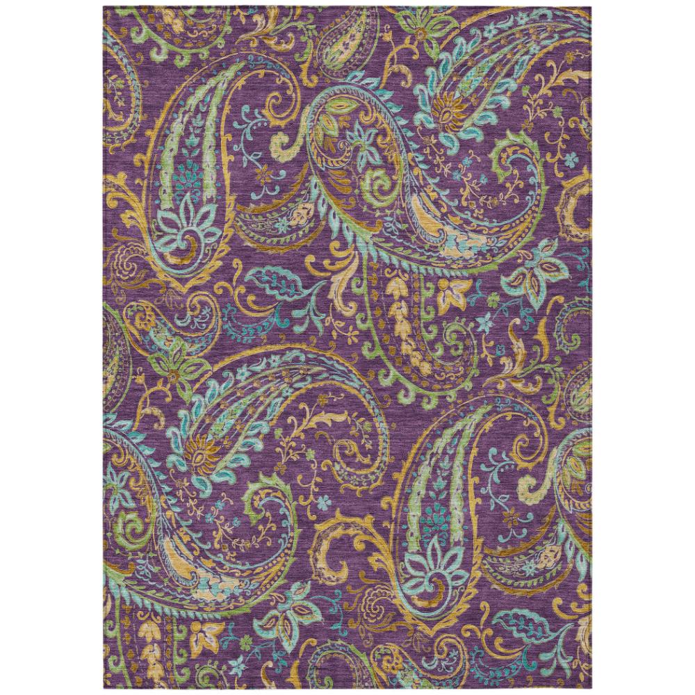 Addison Rugs Paisley Purple Washable Indoor-Outdoor Rug
