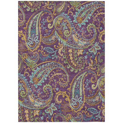 Addison Rugs Paisley Purple Washable Indoor-Outdoor Rug