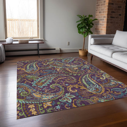 Addison Rugs Paisley Purple Washable Indoor-Outdoor Rug