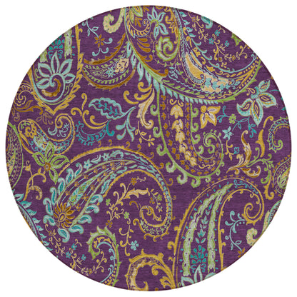Addison Rugs Paisley Purple Washable Indoor-Outdoor Rug