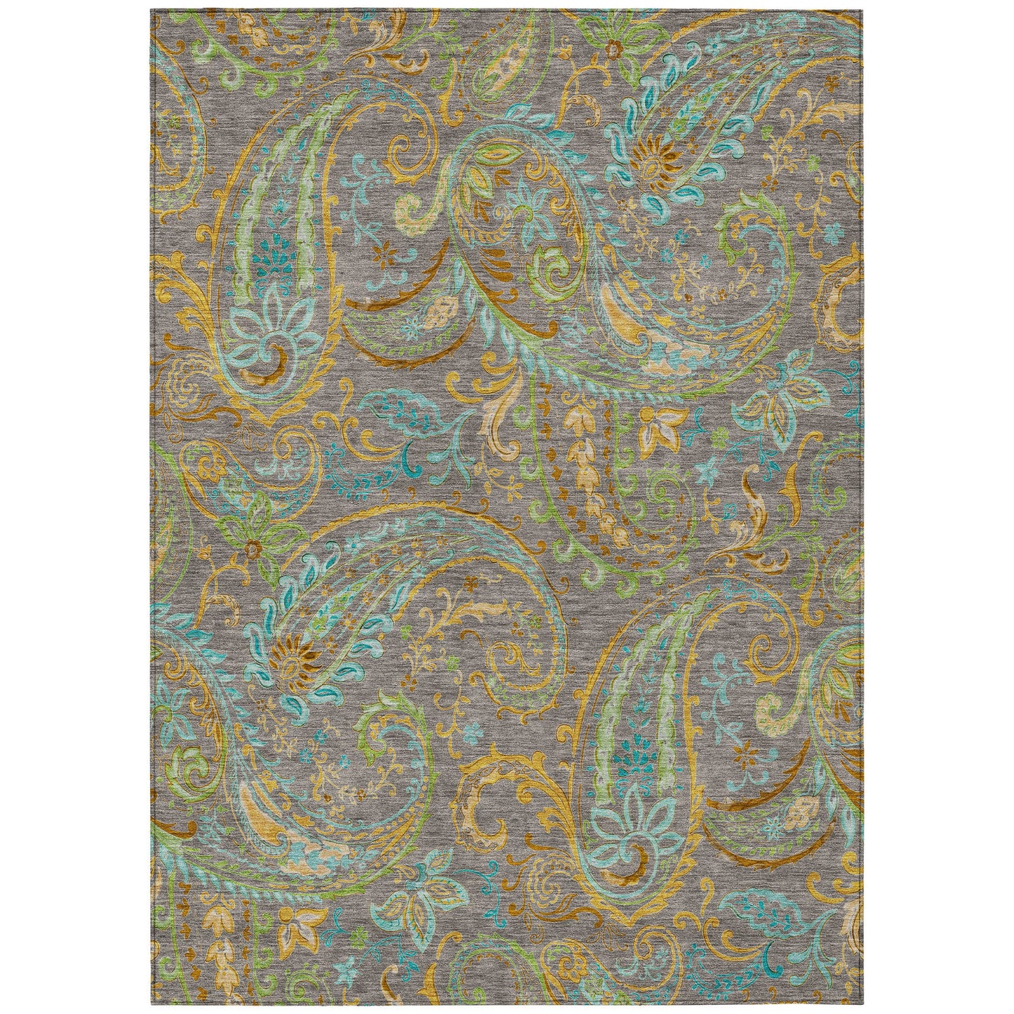 Addison Rugs Paisley Taupe Washable Indoor-Outdoor Rug