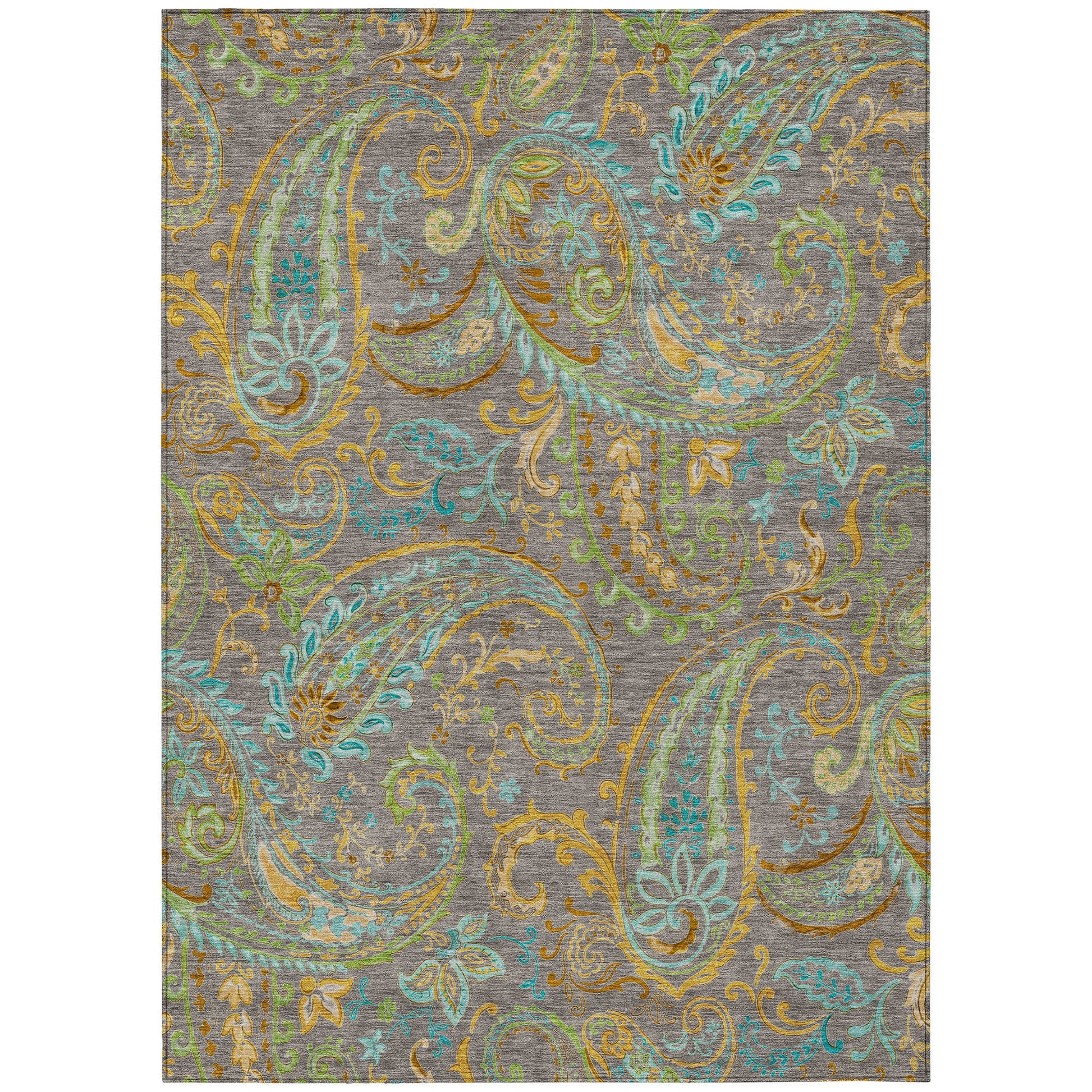 Addison Rugs Paisley Taupe Washable Indoor-Outdoor Rug
