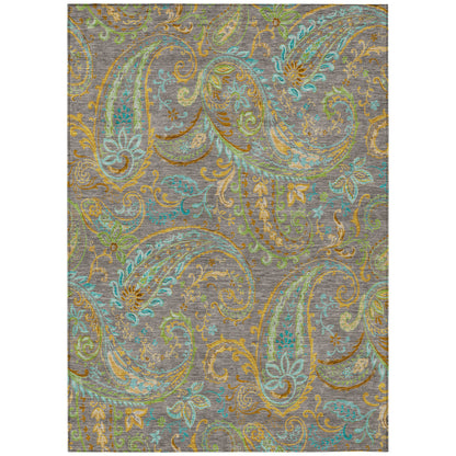 Addison Rugs Paisley Taupe Washable Indoor-Outdoor Rug