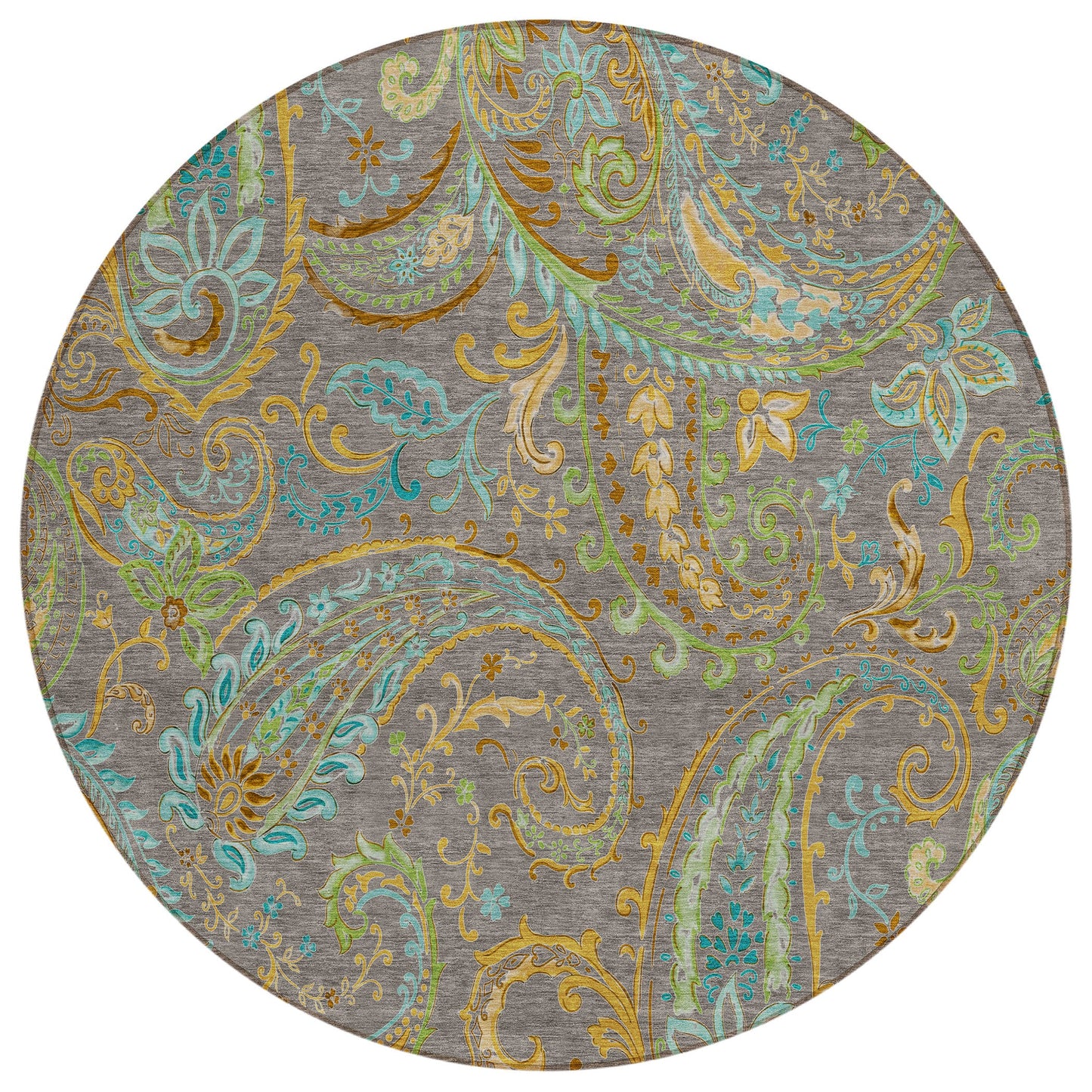Addison Rugs Paisley Taupe Washable Indoor-Outdoor Rug