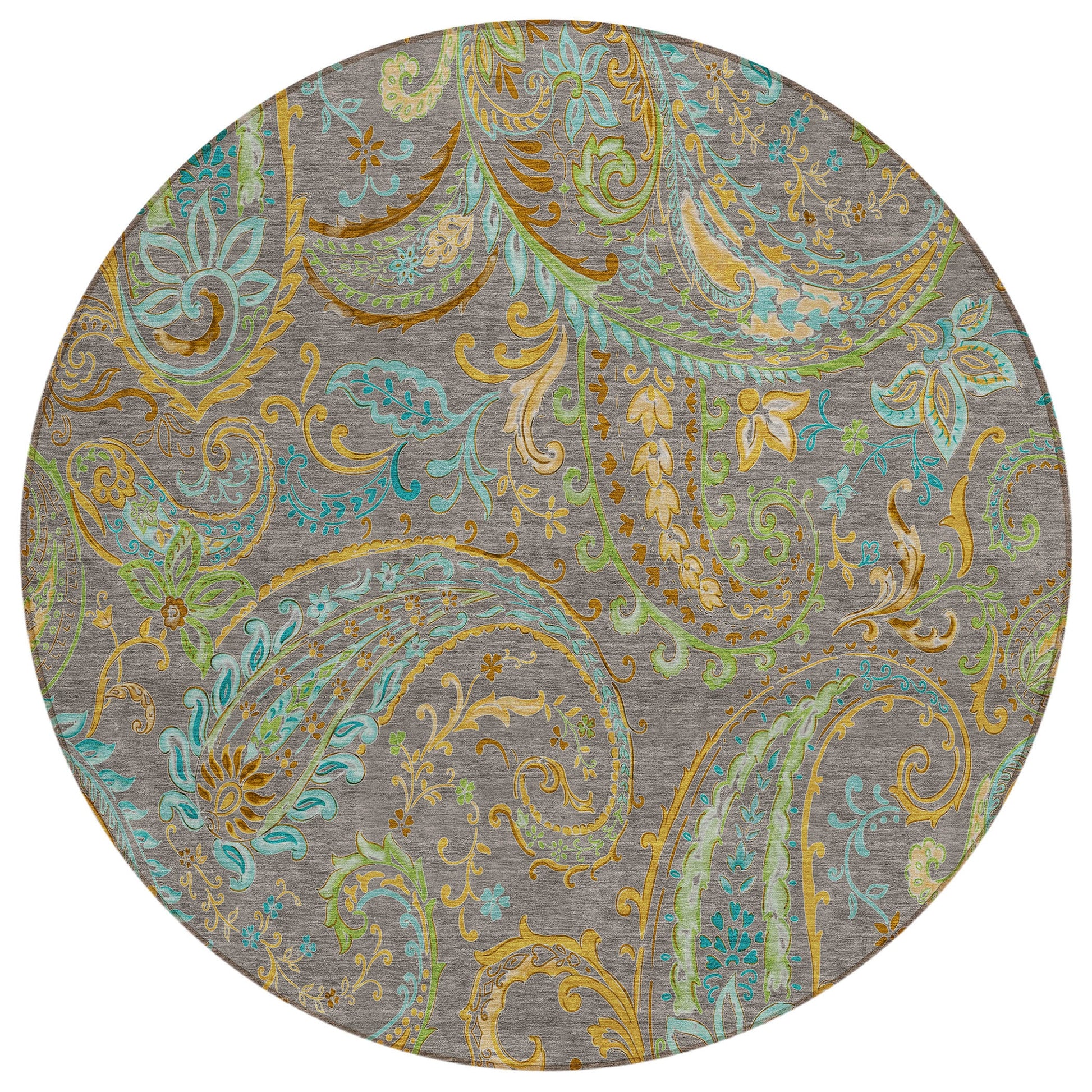 Addison Rugs Paisley Taupe Washable Indoor-Outdoor Rug