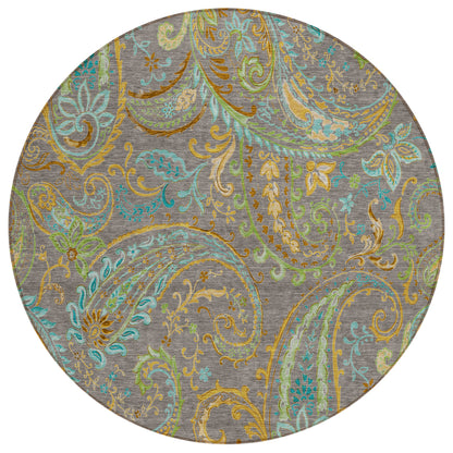Addison Rugs Paisley Taupe Washable Indoor-Outdoor Rug