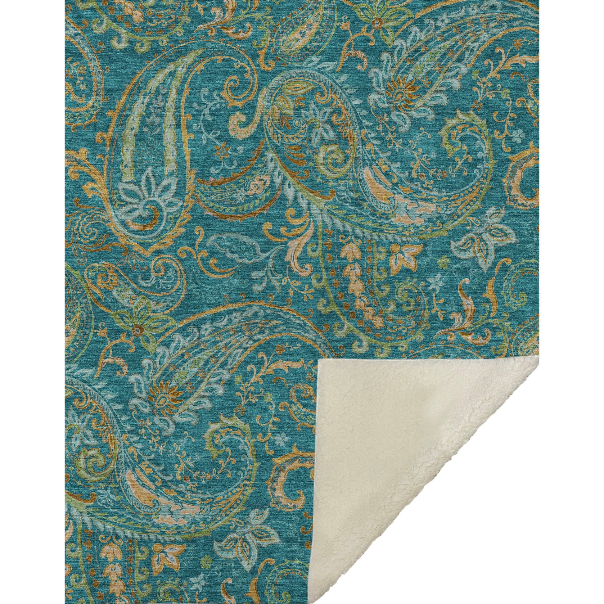 Addison Rugs Paisley Teal Washable Indoor-Outdoor Rug