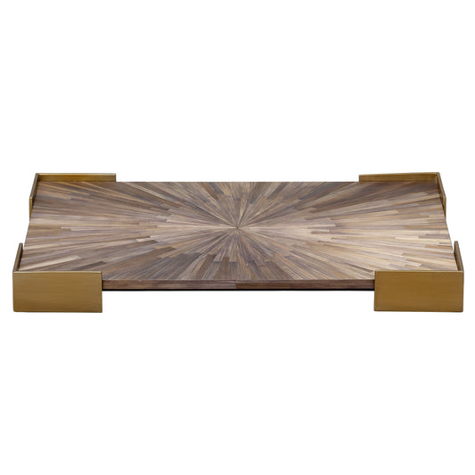 Palm Marquetry Tray - Grey-Trays-Jamie Young-Sideboards and Things