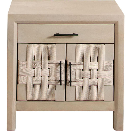 Palm Solid Mango Wood 2-Door, 1-Drawer End Table in Natural Finish-Side Tables-Diamond Sofa-Sideboards and Things 