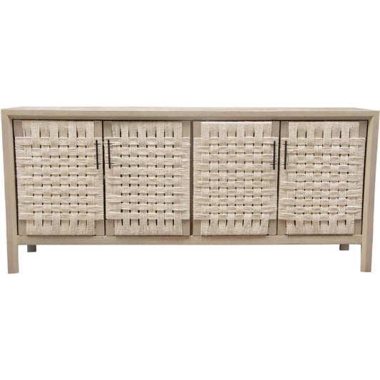 Palm Solid Mango Wood 4-Door Sideboard in Natural Finish-Sideboards-Diamond Sofa-Sideboards and Things 