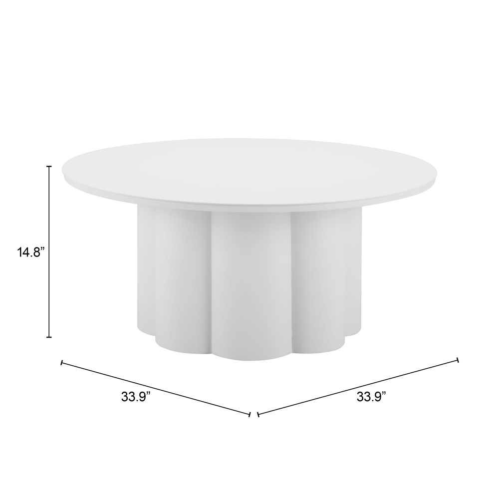 Zuo Modern Palmier Aluminum White Coffee Table