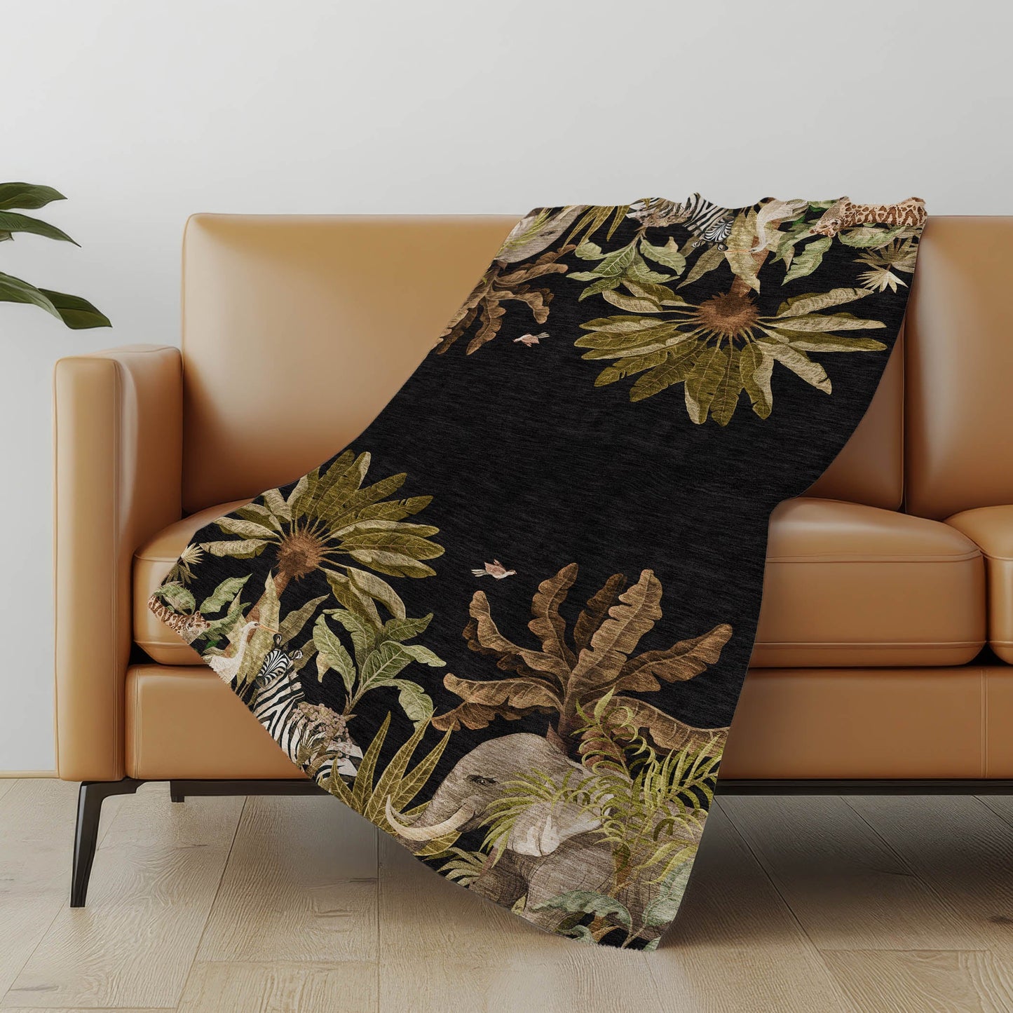 Palms & Safari Animals 50" x 70" Throw Blanket