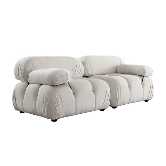 Paloma 2PC Modular 74 Inch Sofa in Light Cream Velvet-Modular Sofas-Diamond Sofa-Sideboards and Things 