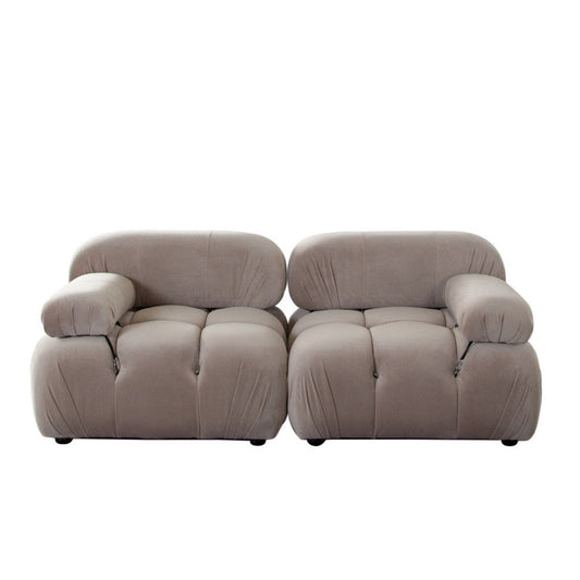 Paloma 2PC Modular 74 Inch Sofa in Mink Tan Velvet-Modular Sofas-Diamond Sofa-Sideboards and Things 