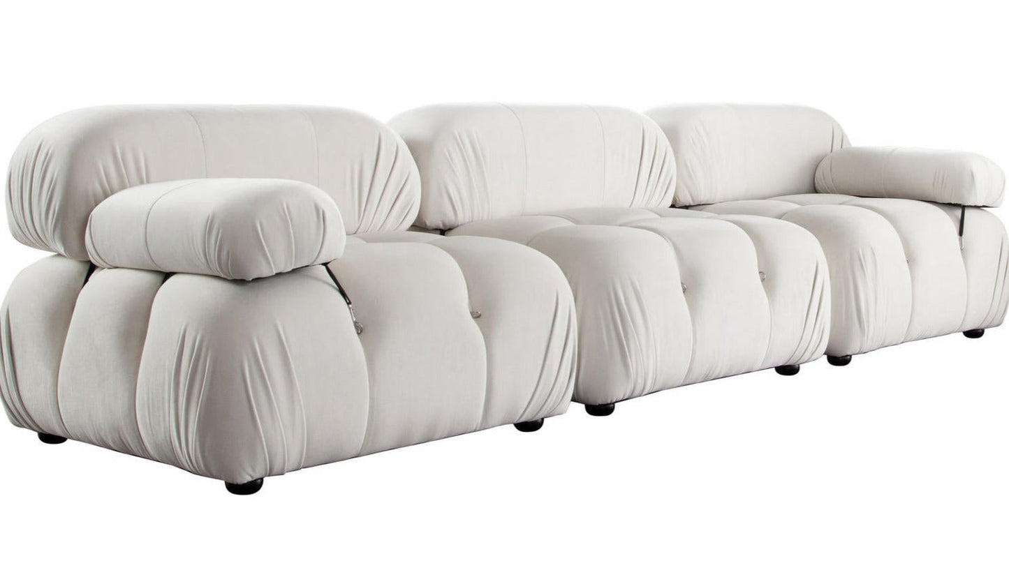 Paloma 3PC Modular 111 Inch Sofa in Light Cream Velvet-Modular Sofas-Diamond Sofa-Sideboards and Things 