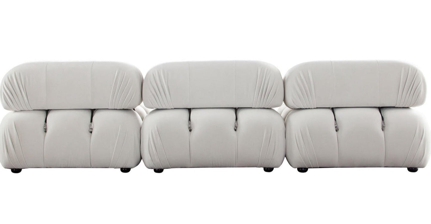 Paloma 3PC Modular 111 Inch Sofa in Light Cream Velvet-Modular Sofas-Diamond Sofa-Sideboards and Things 