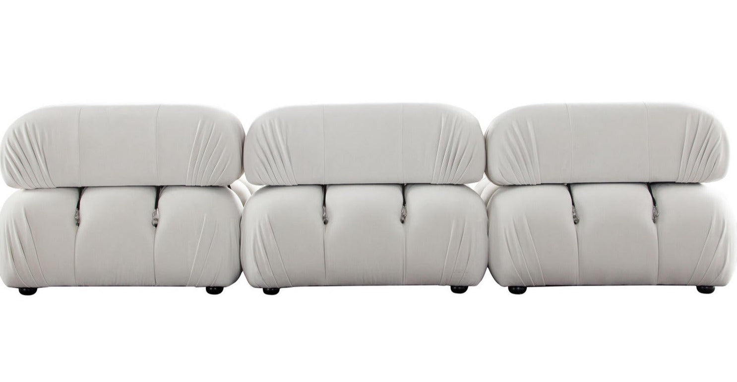 Paloma 3PC Modular 111 Inch Sofa in Light Cream Velvet-Modular Sofas-Diamond Sofa-Sideboards and Things 