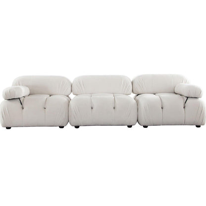 Paloma 3PC Modular 111 Inch Sofa in Light Cream Velvet-Modular Sofas-Diamond Sofa-Sideboards and Things 