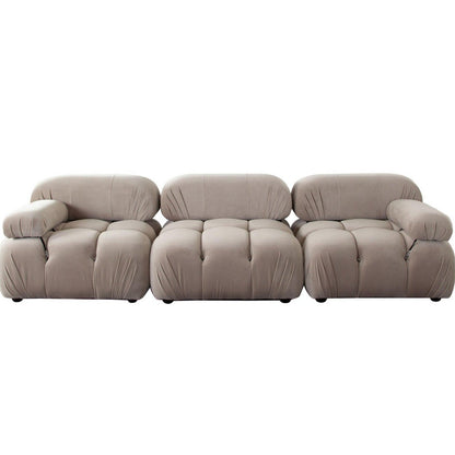 Paloma 3PC Modular 111 Inch Sofa in Mink Tan Velvet-Modular Sofas-Diamond Sofa-Sideboards and Things 