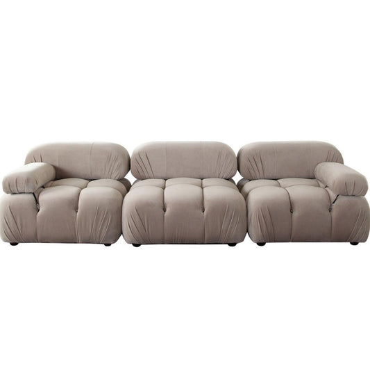 Paloma 3PC Modular 111 Inch Sofa in Mink Tan Velvet-Modular Sofas-Diamond Sofa-Sideboards and Things 