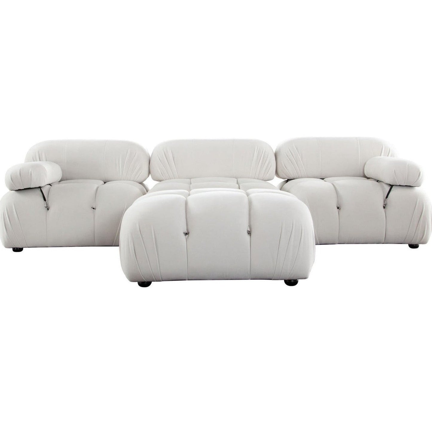 Paloma 4PC Modular 111 Inch Reversible Chaise Sectional in Light Cream Velvet-Sectionals-Diamond Sofa-Sideboards and Things 