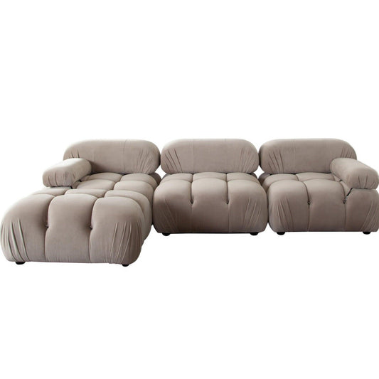 Paloma 4PC Modular 111 Inch Reversible Chaise Sectional in Mink Tan Velvet-Sectionals-Diamond Sofa-Sideboards and Things 