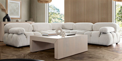 Paloma 5PC Modular 111 Inch Corner Sectional in Light Cream Velvet-Sectionals-Diamond Sofa-Sideboards and Things 