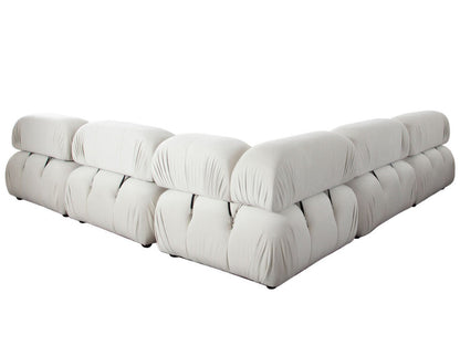 Paloma 5PC Modular 111 Inch Corner Sectional in Light Cream Velvet-Sectionals-Diamond Sofa-Sideboards and Things 