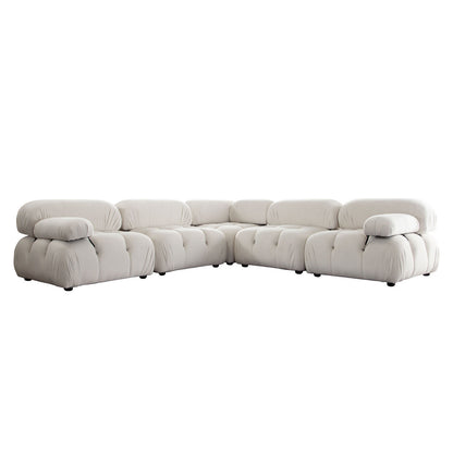 Paloma 5PC Modular 111 Inch Corner Sectional in Light Cream Velvet-Sectionals-Diamond Sofa-Sideboards and Things 