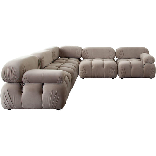 Paloma 5PC Modular 111 Inch Corner Sectional in Mink Tan Velvet-Sectionals-Diamond Sofa-Sideboards and Things 