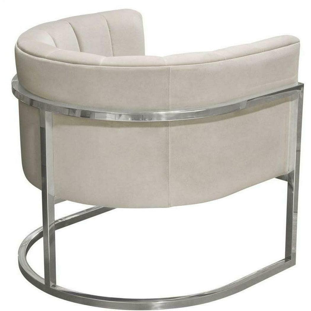 Pandora Cream Velvet Bucket Chair Silver Stainless Steel Frame Club Chairs Sideboards and Things  By Diamond Sofa