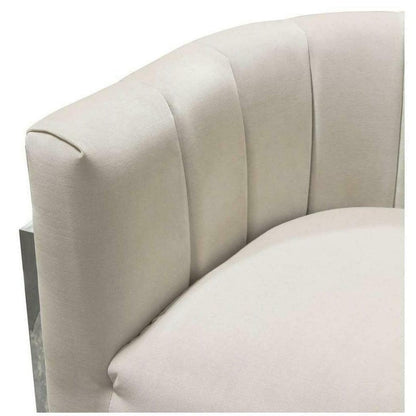 Pandora Cream Velvet Bucket Chair Silver Stainless Steel Frame Club Chairs Sideboards and Things  By Diamond Sofa