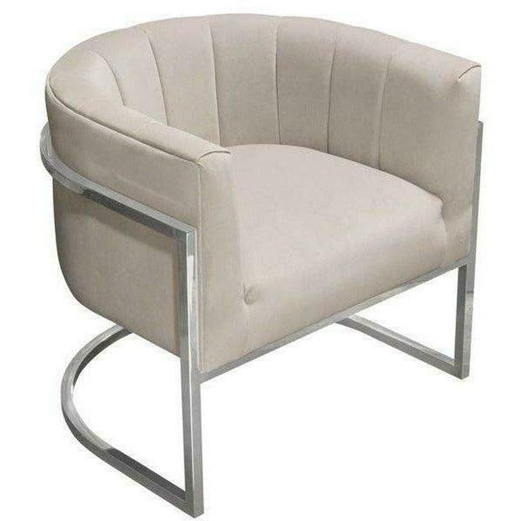 Pandora Cream Velvet Bucket Chair Silver Stainless Steel Frame Club Chairs Sideboards and Things  By Diamond Sofa