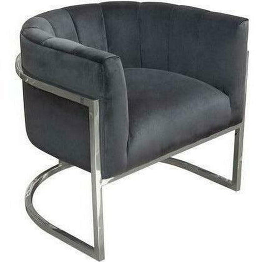 Pandora Grey Velvet Bucket Chair Silver Stainless Steel Frame Club Chairs Sideboards and Things  By Diamond Sofa