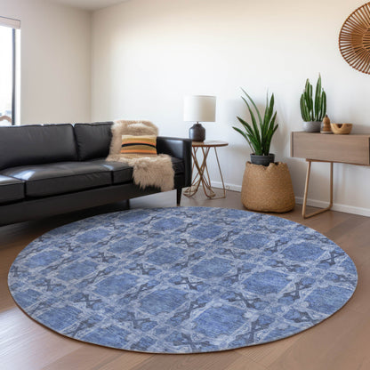 Addison Rugs Panel Blue Washable Indoor-Outdoor Rug