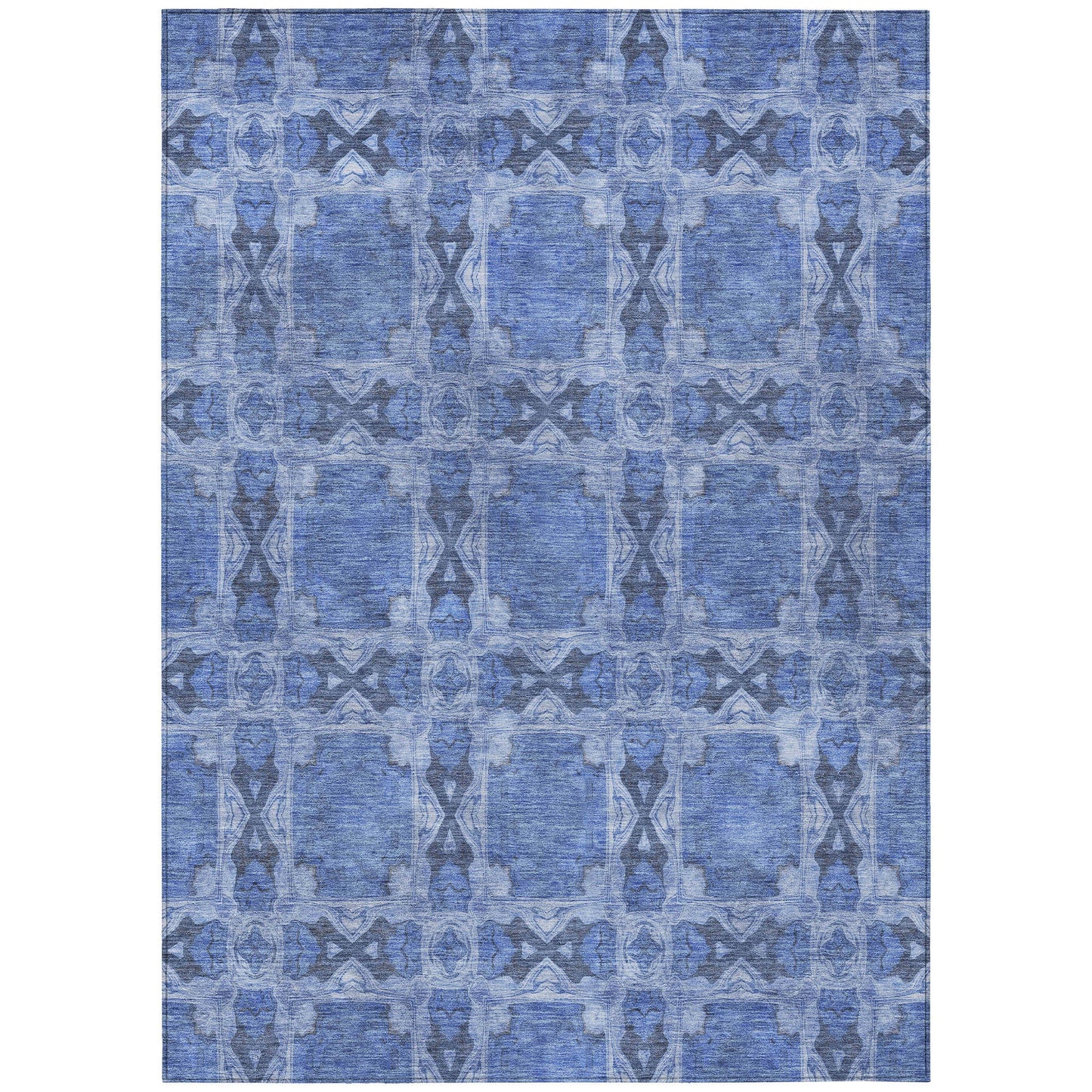 Addison Rugs Panel Blue Washable Indoor-Outdoor Rug