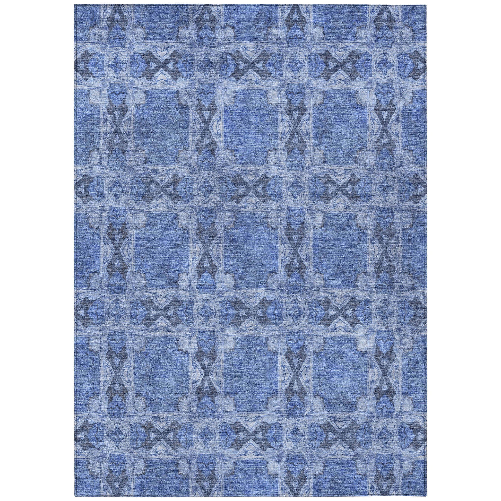Addison Rugs Panel Blue Washable Indoor-Outdoor Rug
