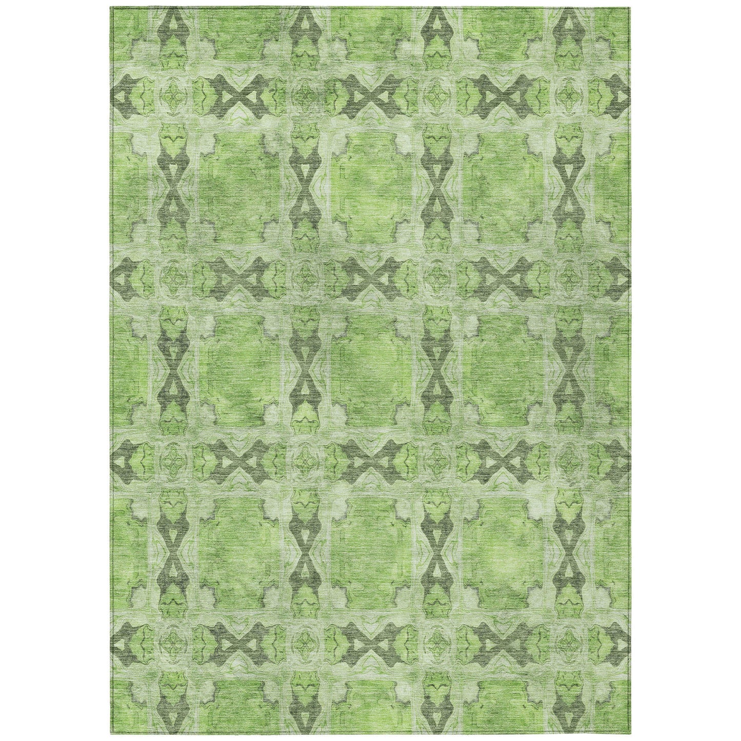 Addison Rugs Panel Green Washable Indoor-Outdoor Rug