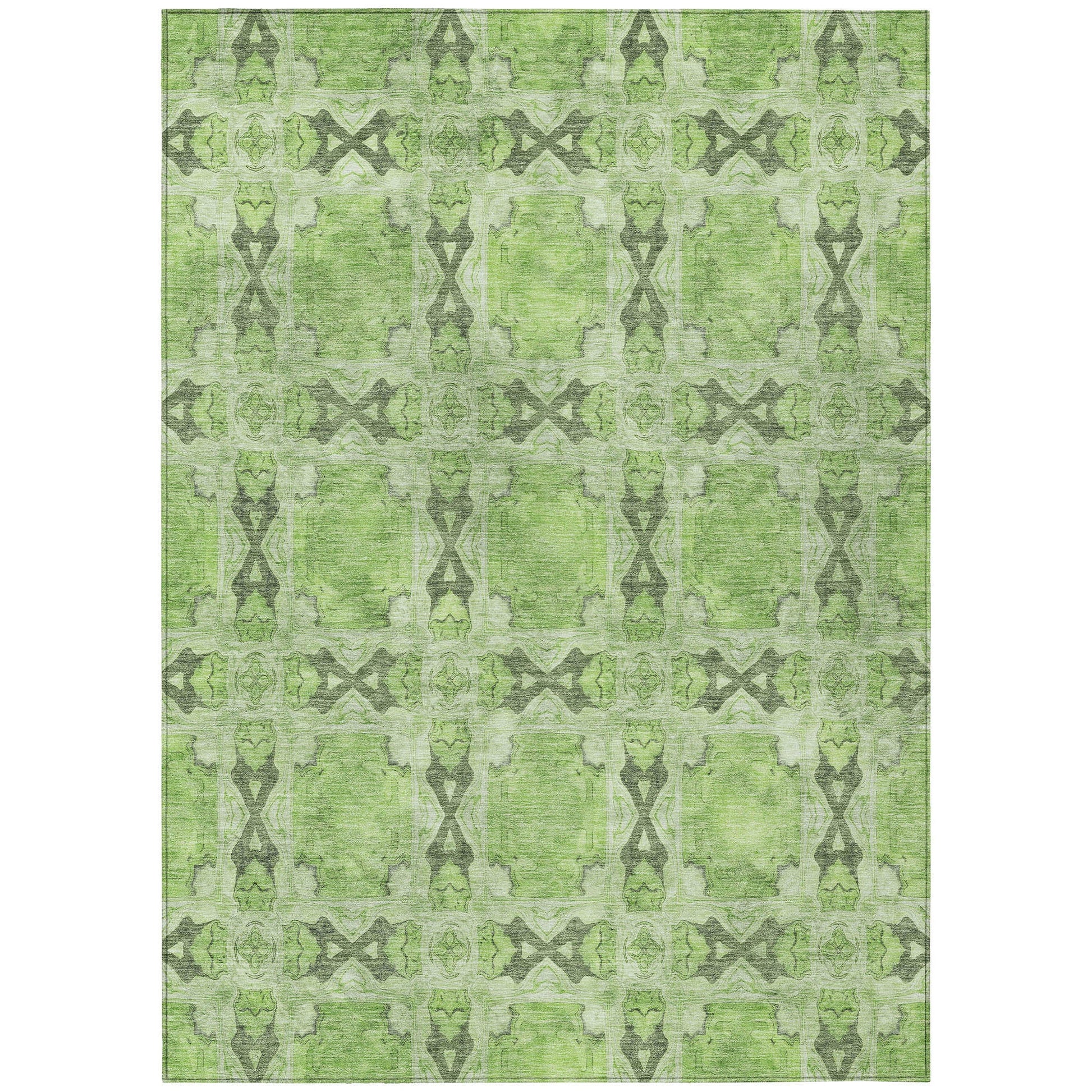 Addison Rugs Panel Green Washable Indoor-Outdoor Rug