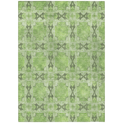 Addison Rugs Panel Green Washable Indoor-Outdoor Rug