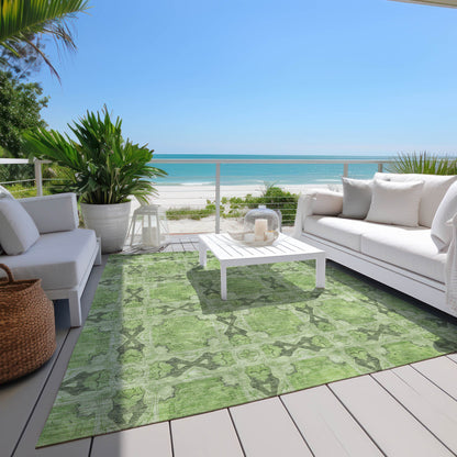 Addison Rugs Panel Green Washable Indoor-Outdoor Rug