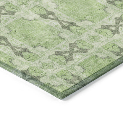 Addison Rugs Panel Green Washable Indoor-Outdoor Rug