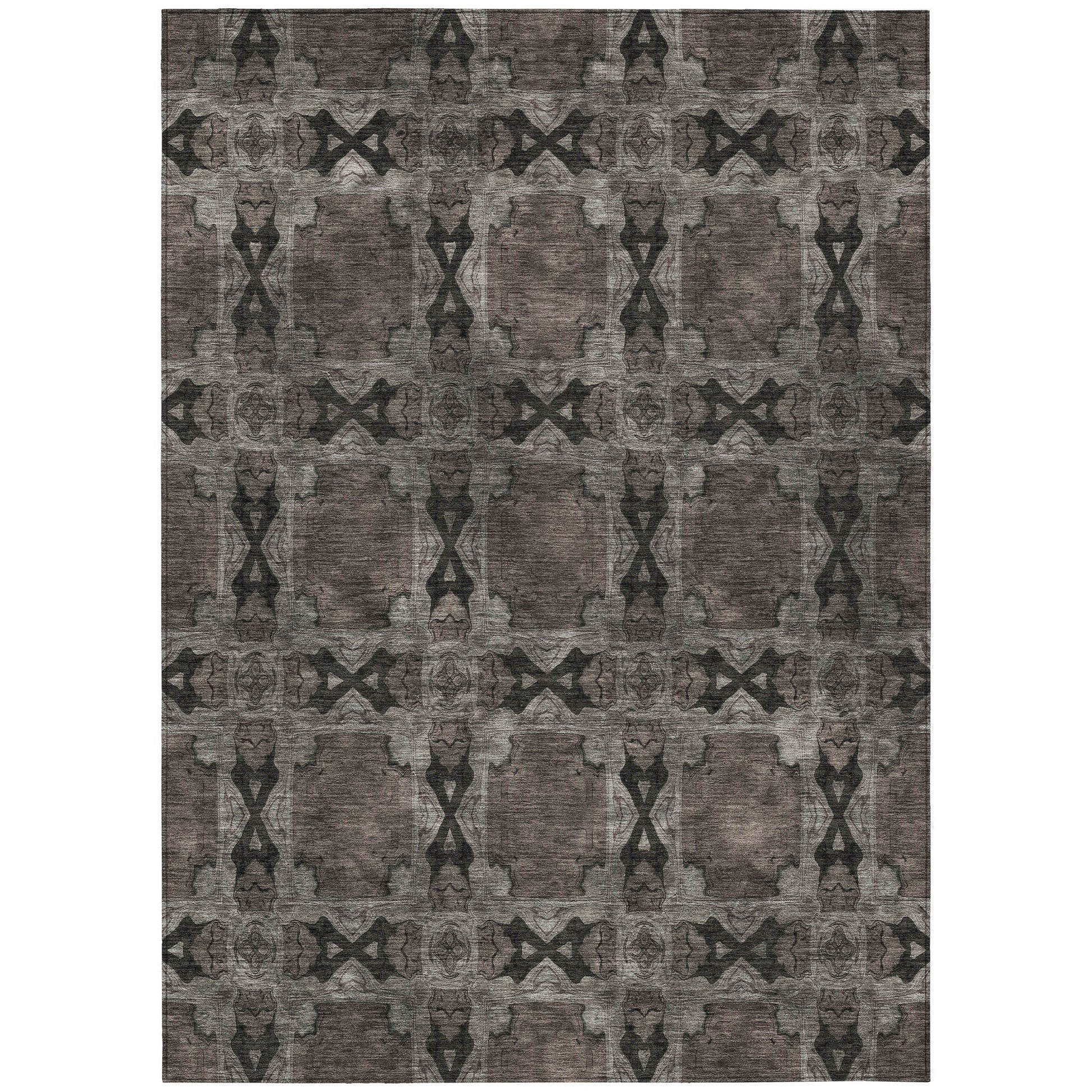 Addison Rugs Panel Grey Washable Indoor-Outdoor Rug
