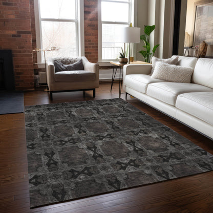 Addison Rugs Panel Grey Washable Indoor-Outdoor Rug