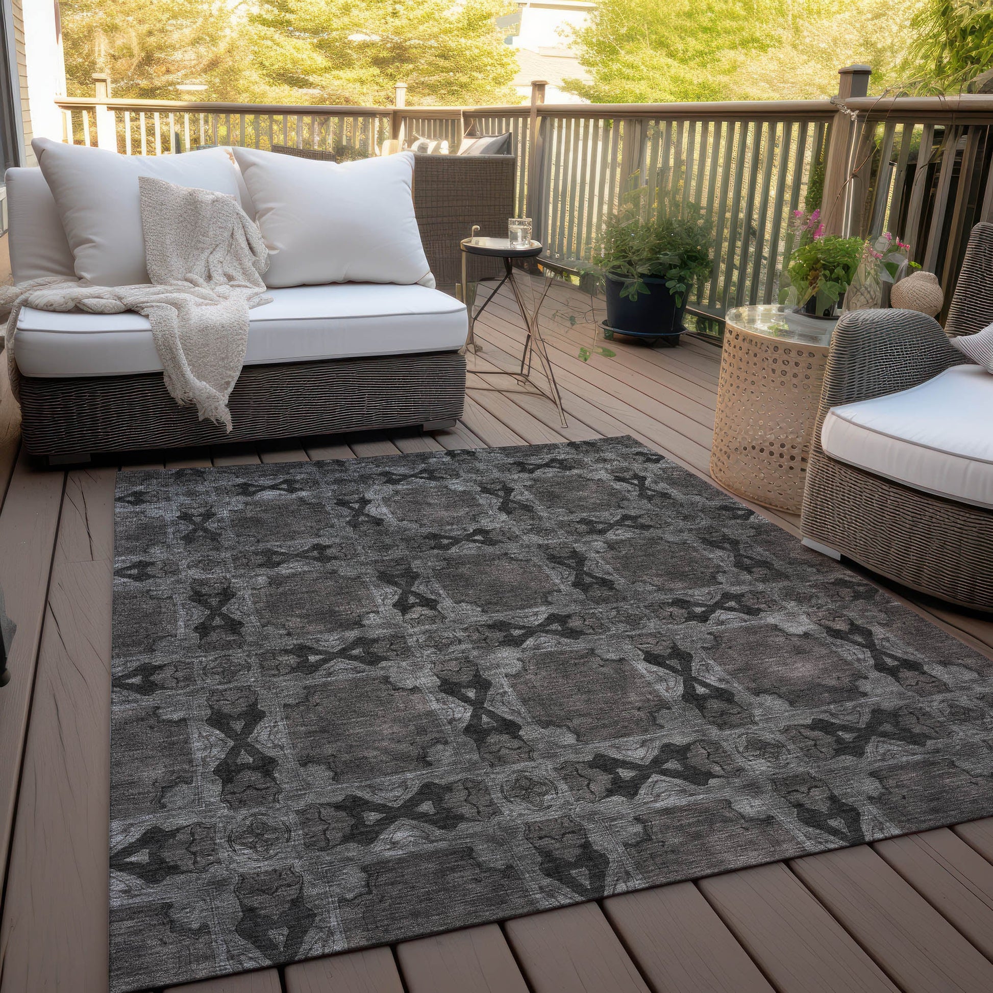 Addison Rugs Panel Grey Washable Indoor-Outdoor Rug